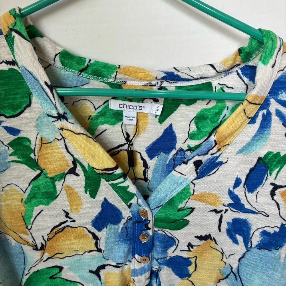 Women’s CHICOS Floral Blouse Large - Picture 3 of 6